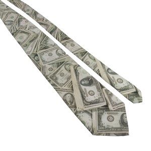 Ralph Marlin Mens Necktie US Money Bank 1994 Vintage Finance Office Work Gift